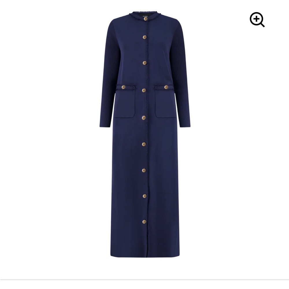 Chic Long Sleeve Navy Dress with Button Detail